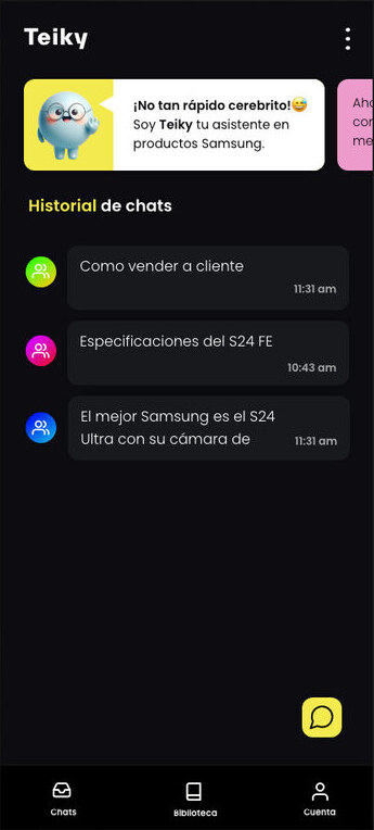 Chat history screen